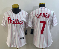 Women's Nike Philadelphia Phillies #7 Trea Turner White (Red Strip) Game Authentic Stitched MLB Jersey