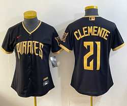 Women's Nike Pittsburgh Pirates #21 Roberto Clemente Black 2026 City Baseball Jersey