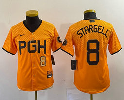 Women's Nike Pittsburgh Pirates #8 Willie Stargell Gold City Gold 8 in front Authentic stitched MLB jersey