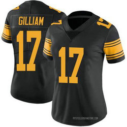 Women's Nike Pittsburgh Steelers #17 Joe Gilliam Black Rush Limited Authentic Stitched NFL Jersey