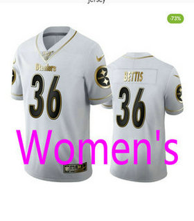 Women's Nike Pittsburgh Steelers #36 Jerome Bettis White Gold Name NFL jersey