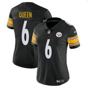 Women's Nike Pittsburgh Steelers #6 Patrick Queen Black Authentic Stitched NFL Jersey