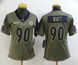 Women's Nike Pittsburgh Steelers #90 T. J. Watt 2021 salute to service Authentic Stitched NFL Jersey