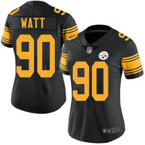 Women's Nike Pittsburgh Steelers #90 T. J. Watt Limited Black Rush Authentic Stitched NFL Jersey