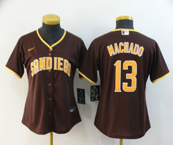 Women's Nike San Diego Padres #13 Manny Machado Brown Game Authentic Stitched MLB Jersey