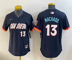 Women's Nike San Diego Padres #13 Manny Machado Obsidian 2026 City Pullover MLB Jersey