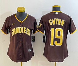 Women's Nike San Diego Padres #19 Tony Gwynn Brown Game Authentic Stitched MLB Jersey