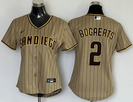 Women's Nike San Diego Padres #2 Xander Bogaerts Brown Stripe Game Authentic Stitched MLB Jersey