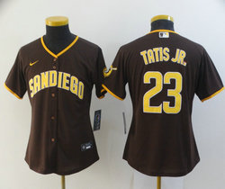 Women's Nike San Diego Padres #23 Fernando Tatis Jr. Brown Game Authentic Stitched MLB Jersey