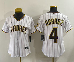 Women's Nike San Diego Padres #4 Luis Arraez White Authentic Stitched MLB Jersey