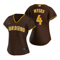 Women's Nike San Diego Padres #4 Wil Myers Brown Game Authentic Stitched MLB Jersey