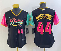 Women's Nike San Diego Padres #44 Joe Musgrove Black 2022 City Red #44 on front Stitched MLB Jersey