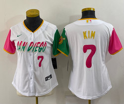 Women's Nike San Diego Padres #7 Ha Seong Kim White 2022 City 7 in front Authentic Stitched MLB Jersey