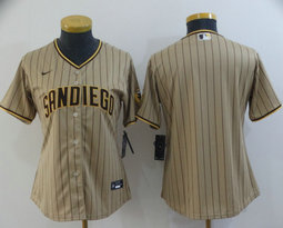 Women's Nike San Diego Padres Blank Brown stripe Game Authentic Stitched MLB Jersey