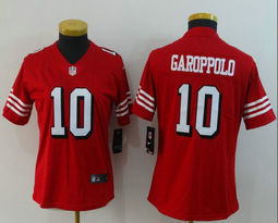 Women's Nike San Francisco 49ers #10 Jimmy Garoppolo Red Vapor Untouchable Limited Authentic Stitched NFL Jersey