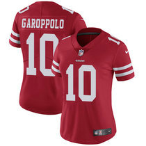 Women's Nike San Francisco 49ers #10 Jimmy Garoppolo Red Vapor Untouchable With Team Patch Authentic Stitched NFL jersey