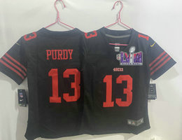 Women's Nike San Francisco 49ers #13 Brock Purdy Black With 2024 Super Bowl (LVIII ) patch Jersey