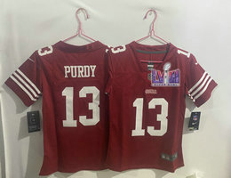 Women's Nike San Francisco 49ers #13 Brock Purdy Red With 2024 Super Bowl (LVIII ) patch Jersey