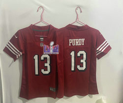 Women's Nike San Francisco 49ers #13 Brock Purdy Red have the black outline With 2024 Super Bowl (LVIII ) patch Jersey