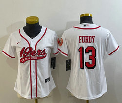 Women's Nike San Francisco 49ers #13 Brock Purdy White Joint Logo Stitched baseball jersey