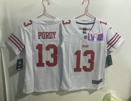 Women's Nike San Francisco 49ers #13 Brock Purdy White With 2024 Super Bowl (LVIII ) patch Jersey