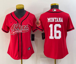 Women's Nike San Francisco 49ers #16 Joe Montana Red Joint Authentic Stitched baseball jersey