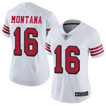 Women's Nike San Francisco 49ers #16 Joe Montana White New Vapor Untouchable Limited Authentic Stitched NFL Jersey