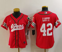 Women's Nike San Francisco 49ers #42 Ronnie Lott Red Joint Mexico Authentic Stitched baseball jersey