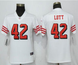 Women's Nike San Francisco 49ers #42 Ronnie Lott White New Vapor Untouchable Authentic Stitched NFL Jersey