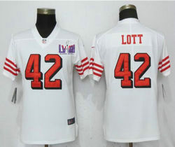 Women's Nike San Francisco 49ers #42 Ronnie Lott White have the black outline With 2024 Super Bowl (LVIII ) patch Jersey