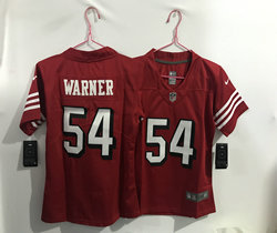 Women's Nike San Francisco 49ers #54 Fred Warner Red have the black outline Authentic stitched NFL jersey