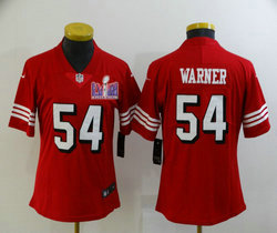 Women's Nike San Francisco 49ers #54 Fred Warner Red have the black outline With 2024 Super Bowl (LVIII ) patch Jersey