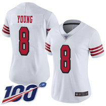 Women's Nike San Francisco 49ers #8 Steve Young 100th Season White New Vapor Untouchable Authentic Stitched NFL Jersey