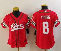 Women's Nike San Francisco 49ers #8 Steve Young Red Joint Mexico Authentic Stitched baseball jersey