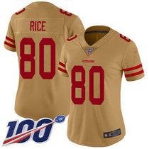 Women's Nike San Francisco 49ers #80 Jerry Rice 100th Season Inverted Legend Vapor Untouchable Authentic Stitched NFL jersey