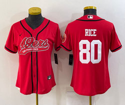 Women's Nike San Francisco 49ers #80 Jerry Rice Red Joint Authentic Stitched baseball jersey