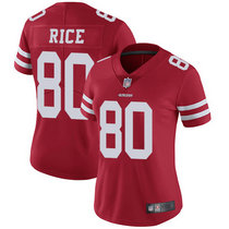 Women's Nike San Francisco 49ers #80 Jerry Rice Red Vapor Untouchable With Team Patch Authentic Stitched NFL Jersey