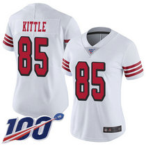 Women's Nike San Francisco 49ers #85 George Kittle 100th Season White New Vapor Untouchable Limited Authentic Stitched NFL Jersey