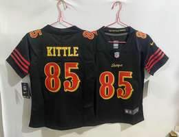 Women's Nike San Francisco 49ers #85 George Kittle Black 2025 Authentic stitched NFL jersey