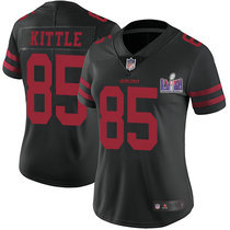 Women's Nike San Francisco 49ers #85 George Kittle Black With 2024 Super Bowl (LVIII ) patch Jersey
