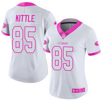 Women's Nike San Francisco 49ers #85 George Kittle White Pink Rush Fashion NFL Jersey