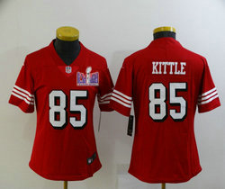 Women's Nike San Francisco 49ers #85 George Kittle Red have the black outline With 2024 Super Bowl (LVIII ) patch Jersey