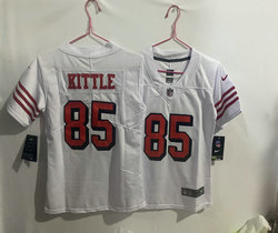 Women's Nike San Francisco 49ers #85 George Kittle White have the black outline Authentic stitched NFL jersey