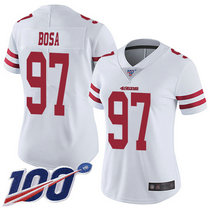 Women's Nike San Francisco 49ers #97 Nick Bosa 100th Season White Vapor Untouchable With Team Patch Authentic Stitched NFL jersey