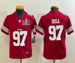 Women's Nike San Francisco 49ers #97 Nick Bosa Red With 2024 Super Bowl (LVIII ) patch Jersey