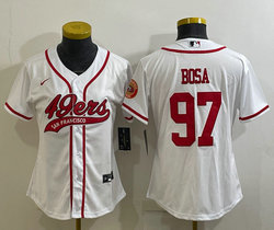 Women's Nike San Francisco 49ers #97 Nick Bosa White Joint Authentic Stitched baseball jersey