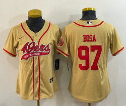 Women's Nike San Francisco 49ers #97 Nick Bosa Yellow Joint Authentic Stitched NFL Jerseys
