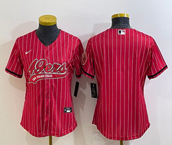 Women's Nike San Francisco 49ers Red Stripe Joint baseball jersey