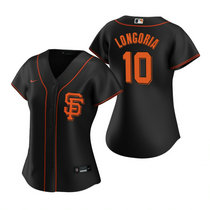 Women's Nike San Francisco Giants #10 Evan Longoria Black Game Authentic Stitched MLB Jersey