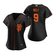 Women's Nike San Francisco Giants #9 Brandon Belt Black Game Authentic Stitched MLB Jersey